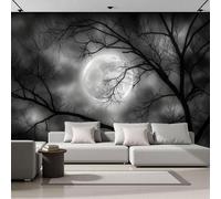 3D Effect Photo Wallpaper Mysterious Moonlit Sky Gothic Forest Landscape 400X280Cm Mural Panoramic Wall Tapestry Black And White Large Photo Wallpaper Mural Bedroom Living Room Wallpapers Decoration