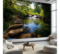 3D Effect Photo Wallpaper Nature Waterfall Elegant, 59 x 41 inch (W x H) Panoramic Custom Wallpaper Mural - Green Eco-Friendly Wall Sticker Poster Decoration