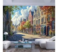 3D Effect Photo Wallpaper Street scene colorful buildings bikes Modern like Street scene colorful buildings bikes Modern like Art for Living Room Bedroom Tv Background Office Restaurant Motif Room W