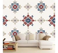 3D Effect Photo Wallpaper Traditional Arabic Flowers, 138 x 101 inch (W x H) Panoramic Custom Wallpaper Mural - Cream Eco-Friendly Wall Sticker Poster Decoration