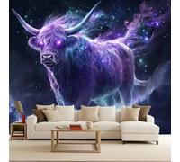 3D Effect Photo Wallpaper Yak Mural Panoramic Wall Cattle Grassland Large Photo Wallpaper Mural Animal Non-Woven 300x256cm Bedroom Eco-Friendly Murals Decoration for Bedroom Living Room