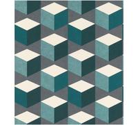Sansa Geometric Teal Wallpaper 3D Effect Rasch Paste The Wall Washable Vinyl