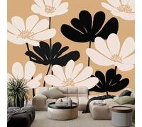 3D Effect Simple Elegant Floral Medieval Mural Wallpaper, Beige-Yellow Photo Wallpaper - Wall Mural Decoration for Bedroom Living Room Restaurant Cafe Fireplace, 138 x 101 inch (W x H)