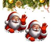3D Effect Wall-Breaking Santa Claus Sticker, Christmas Santa Claus Wall Art Vinyl Sticker Decal, Winter Christmas Decorations for Refrigerators, Cars, Bedrooms and Home Party (2pcs)