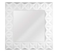 3D Effect Wall Mirror with White High Gloss, Easy to Clean Bedroom Mirror, High-quality Bathroom Mirror