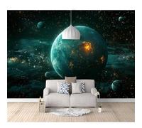 3D Effect Wall Sticker Poster Galaxy, a Dark Blue Planet 100x70cm Landscape Pictures Wallpapers Art Decals for Bedroom Living Room Home Decoration