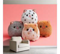 3D Effect Wallpaper Cat Plush Toy 450 x 315 cm Wall Murals, Photography Non-Woven Photo Wall Mural for Nursery Little Girl’S Bedroom Decoration Easy to Install