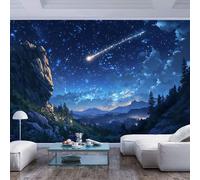 3D Effect Wallpaper Murals Star filled night sky over mountainous landscape Star filled night sky over mountainous landscapePeel and Stick Boy and Girl Waterproof Custom Art Poster Photo Kindergarten