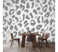 3D Effect XXL Non-woven Photo Wallpaper Abstract Animal Pattern Leopard, Grey For Bedroom Living Room Children's Room, Modern Wall Decoration, 200cm x 140cm Stickers - Frameless Painting - Poster