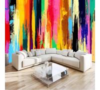 3D Effect XXL Non-woven Photo Wallpaper Abstract Rainbow Vertical Stripes, Multicolored For Bedroom Living Room Children's Room, Modern Wall Decoration, 430cm x 300cm Stickers - Frameless Painting - P