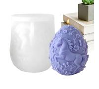 3D Egg Mold 3D Egg Shape Horse and Floral Pattern Heat Resistant Silicone Candle Mould Easter Chocolate Fondant Pastry Soap Beans