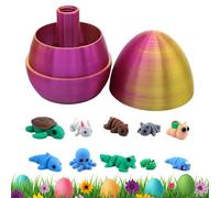 3D Egg | Prefilled Fidget Toys with 10 Animals Inside,Easter Eggs with Animals - for Kids Girls Adults Thanksgiving Valentine's Day Bithday Chrismas Stuffers Party Favor Decorating