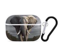 3D Elephant AirPods Pro 2 Case Cover, Shockproof Hard Shell Protective Case for Women Men, Compatible with Airpod Pro Case 2nd/1st Generation with Keychain-White