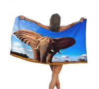 3D Elephant Beach Towel Large Microfiber Soft Quick Dry for Adults, Savanna Animals Bath Towel Lightweight Soft Absorbent for Travel Swimming Pool Sports, 180 x 90 cm