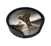 3D Elephant Coaster,6 Pcs Leather Coasters, for Drinks Absorbent with Storage Box