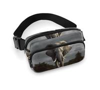 3D Elephant Fanny Pack for Women Men Waist Bag Belt Bag Adjustable Casual Bag for Travel Sports Hiking, white, 7.9x5.1inches