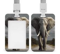 3D Elephant Id Badge Holder,Name Tag Holder with Detachable Lanyard,Waterproof Design Id Card Holder for Office, Workplace
