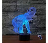 3D Elephant Night Light 16 Colors Changing USB Power Remote Control Touch Switch Decor Lamp Optical Illusion Lamp LED Table Desk Lamp Children Kids Brithday Gift