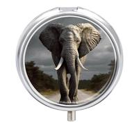 3D Elephant Pill Box Waterproof Portable Medicine Pill Case Moisture Proof Metal Travel Pill Box with 3 Compartment Medicine Case