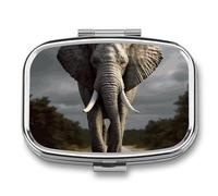3D Elephant Pill Case with 2 Compartment, Pill Organizer Portable Square Pill Box,Vitamin Pill Organizer for Pocket Purse and Travel