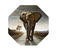 3D Elephant Printed Coasters Set of 6, Tabletop Protection Leather Coasters for Cup Drinks Coffee Pads Beer Bar Mat Gifts, Octagon