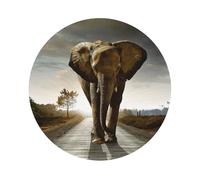 3D Elephant Printed Coasters Set of 6, Tabletop Protection Leather Coasters for Cup Drinks Coffee Pads Beer Bar Mat Gifts, Round Shape