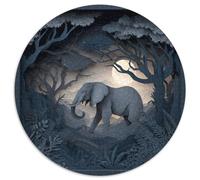 3D Elephant Puzzle 1000 Pieces Cute Animals Round Jigsaw for Adults Kids Puzzles Impossible Puzzle Educational Games Home Decoration 1000pcs (67.5x67.5cm)