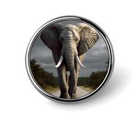 3D Elephant Round Badge Personalized Metal Lapel Pin Badges Fit Clothing Bags Hat Humorous Printed Brooch Badge Party Decorations Accessories for Men Women