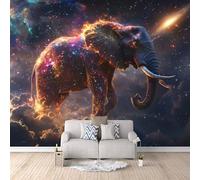 3D Elephant Wallpaper 300x256cm, Starry Sky Animal Photo Wallpaper,Modern Art Wall Murals,for Living Room Bedroom Decoration, Easy to Install