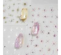3D Embossed Colorful Star Nail Art Stickers Decals, Self-Adhesive 5D Design, Nail Supplies Decoration Accessories, 3 Sheets for DIY Manicure
