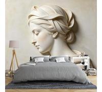 3D Embossed Goddess Sculpture Wall Mural 450 × 315 Cm Non Woven Photo Wallpaper with Marble Statue Design Vintage Relief Plaster Portrait Wall Art Decor for Bedroom Living Room Goddess 450 × 315 C
