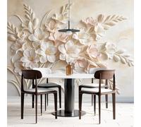 3D Embossed Lily Flower Wall Mural Faux Relief Floral Botanical Non Woven Wallpaper 100 × 70 Cm Large Panoramic Botanical Sculptural Wall Decor Modern Cream Style Home Decoration Lily Flower 100 ×