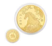 3D Embossed Lunar New Year Coin - Horse Animal Fortune , Chinese Commemorative Collectible | for Friends Relatives Men Kids Christmas Holiday Easter Party, luucky Coin Gift, Traditional Souvenir