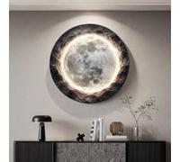3D Embossed Moon Wall Lamp, Sandstone Texture Round LED Wall Art, Remote Dimmable USB Modern Moon Wall Decor for Entryway Hallway Living Room Bedroom(Style 1,80cm/31.5in)