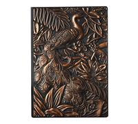 3D Embossed Notebook - Peafowl Embossed Journal, Vintage Handmade Writing Journal, Hardcover Sketchbook | 200 Page A5 Notebook 3D Embossed Design for Men, Sketching, Writing, Drawing