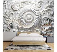 3D Embossed Wallpaper 60X42Inch Spiral Nautilus Seashell Wall Mural Coastal Seashell Wall Paper Large Poster Photo Bedroom Wallpaper Ocean Inspired Feature Home Decor Nautilus 150X105Cm(W X H)