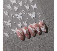 3D Embossed White Flower Nail Art Stickers, Self-Adhesive 5D Nail Decals for Nail Art Design, 1 Sheet of Nail Decorations