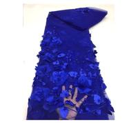 3D Embroidered Fabric Dress Dress Women's Rose Flower Beaded Fabric 1 Yard(Blue)