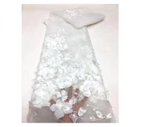 3D Embroidered Fabric Dress Dress Women's Rose Flower Beaded Fabric 1 Yard(White)