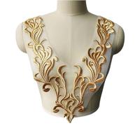 3D Embroidery Lace Applique Patches， Lace Fabric Embroidered Gown Appliques Flora Collar MeshVintage Sew On Patches