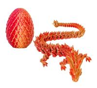 3D Emulated Articulated Crystal Dragon Egg Fidget Toy with Removable Mystery Dragon Egg - Laser Red