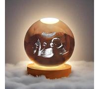 3D Engraved Crystal Ball - Custom Night Light with Photo for Baby Ultrasound, Wedding, Anniversary, Birthday - Personalized Gift with Name & Date, LED Light Optional