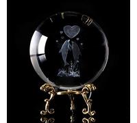 3D Engraved Dolphin Glass Ball Ornament - 6cm Mini Sphere Home Decor, Perfect Wedding & Valentine's Day Gift for Couples, Elegant Golden Base, Unique Love Decoration, 80mm