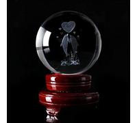 3D Engraved Dolphin Glass Ball Ornament - 80mm Miniature Sphere Home Decor, Perfect Wedding & Valentine's Day Gift for Couples, Elegant Golden Base Decoration