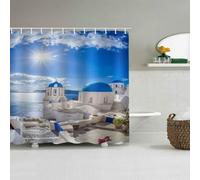 3D European Architecture Shower Curtain Greek Style Shower Curtains Mould Proof Resistant Waterproof Polyester Fabric Bathroom Curtains 180 x 180 cm Bath Curtain for Wet Rooms C-1765