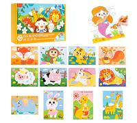 3D EVA Sticker Craft, 12pcs/Set Sticker Puzzle Pleasure DIY Cartoon Animal Learning Education Program for Toddler Kids Art Craft Kits (Animal Carnival)