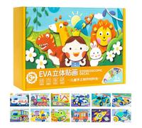 3D EVA Stickers Craft | 12-Piece DIY Cartoon Animal Puzzle Kit, 24x16.8x6.5cm EVA Foam | Educational Art & Craft Set For, Preschoolers, Kids | Learning Activity, Fun DIY Sticker Puzzle, Creat