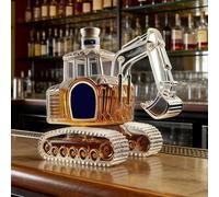 3D Excavator-Shaped Whiskey Wine Bottle, 300ML Whiskey Decanter Bottle, Novelty Hand Carved Empty Wine for Home Bar, Creative Gift for Builders, Mechanics, Dads & Construction Lovers (1pc)