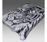 3D Excellent Quality Luxury warm Super Soft MINK FAUX FUR BLANKET 3D Bed Sofa Animal Print Throw (King (200x240) Cm, Snow Tiger)