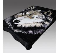 3D Excellent Quality Luxury warm Super Soft MINK FAUX FUR BLANKET 3D Bed Sofa Animal Print Throw (King (200x240) Cm, Angry Wolf)